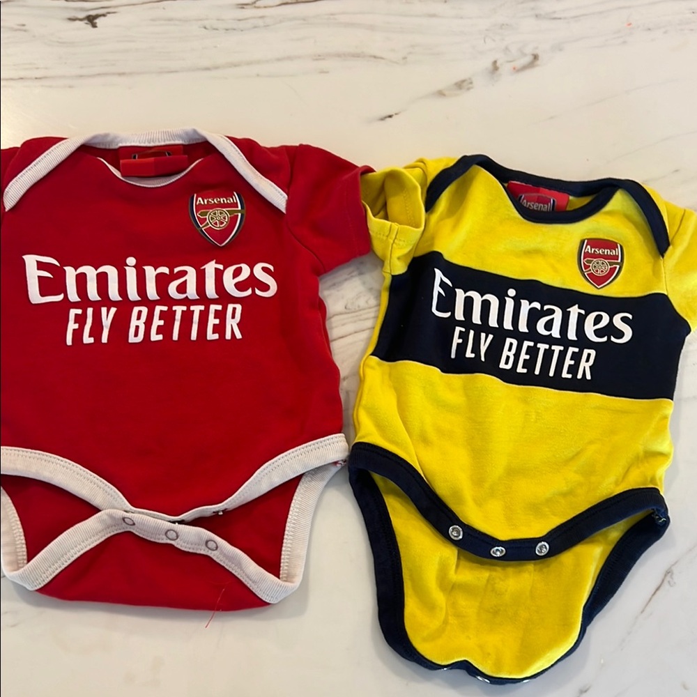 Arsenal Baby Bodysuits Set - Red and Yellow